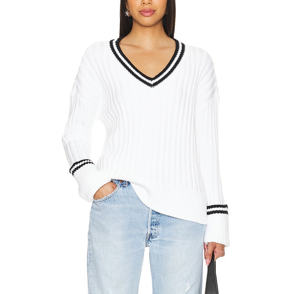 Lovers And Friends 'Danil' White V Neck Sweater Size S - Picture 1 of 5